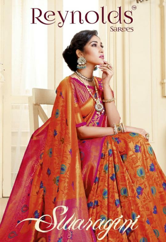 Reynolds Presents Swaragini Beautiful Fastive Pure Banarasi Silk Sarees Catalog Wholesaler