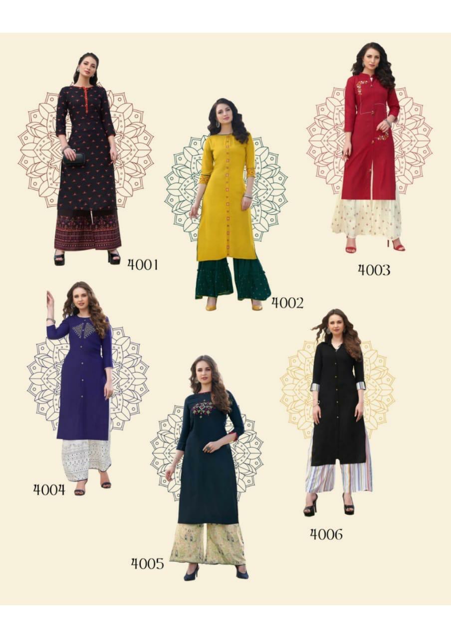 Diya Trends Presents Bibas Vol-4 Daily Kurtis With Plazzo Collection At Wholesale