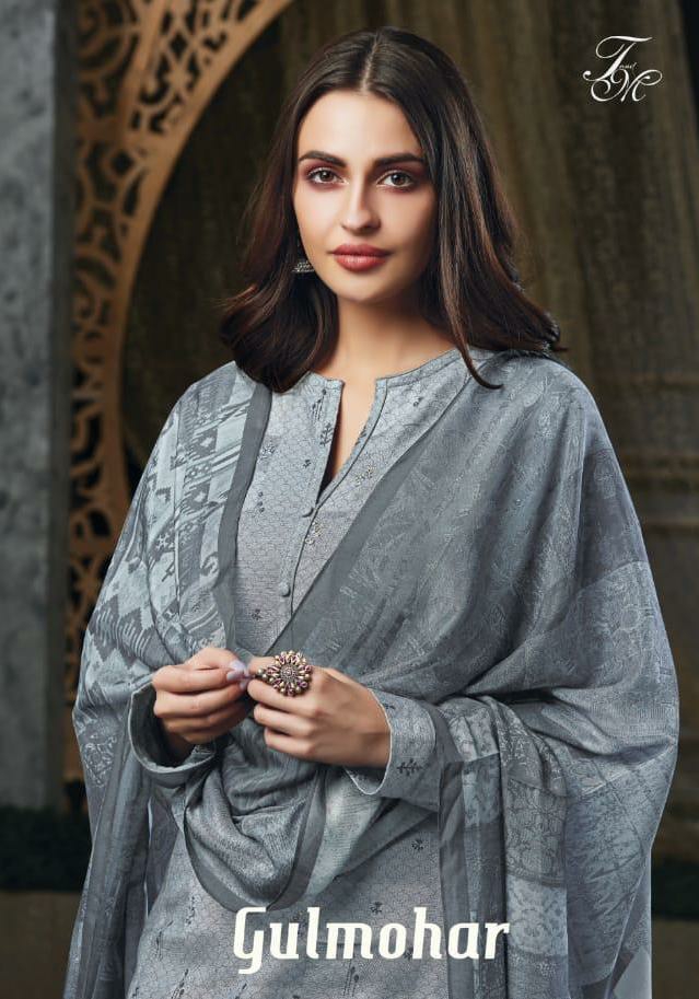 T And M Presents Gulmoher Designer Pure Pashmina Digital Printed With Handwork Plazzo Style Salwar Suit Catalogue Wholesaler