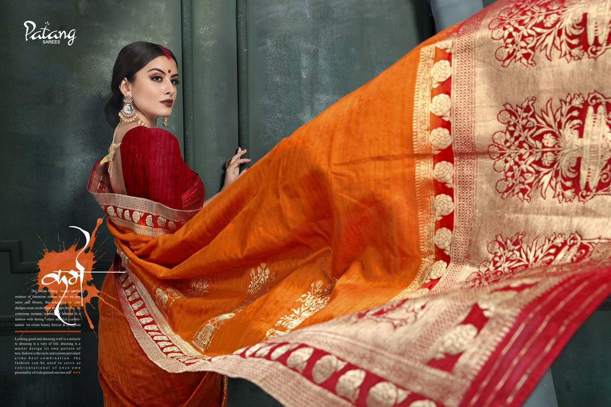 Patang Sarees Presents Celeste Raw Silk Jacquard Treaditional Wear Sarees Cataloge Wholesaler