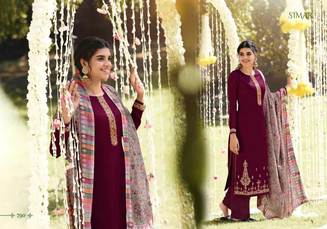 Glossy Presents Misti Pure Silk Pashmina Embroidery Work Salwar Suit Cataloge Wholesaler