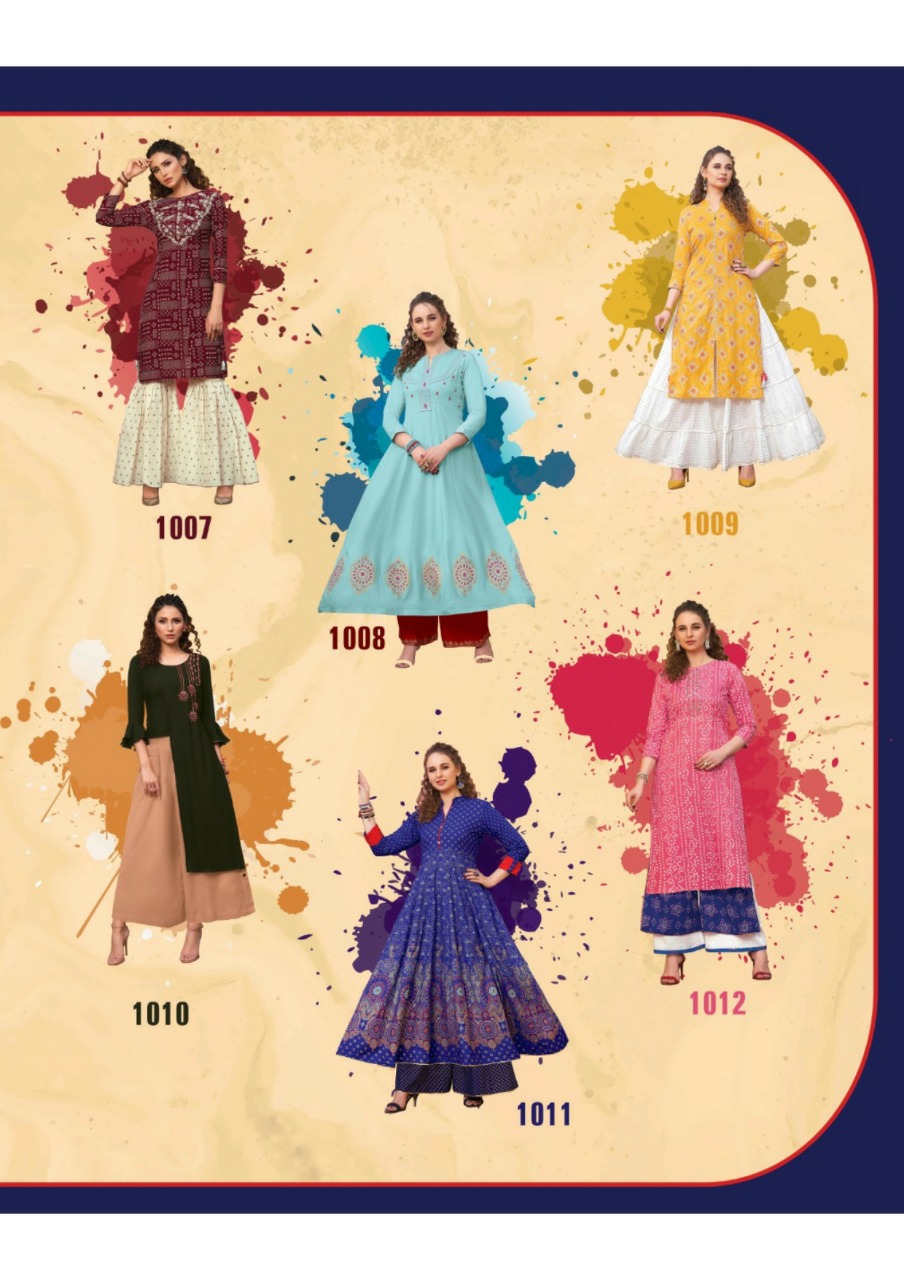 Diya Trendz Presents Florence Vol-1 Designer Kurtis With Plazzo And Sharara Collection At Wholesale