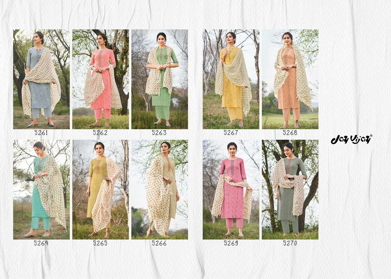 Jay Vijay Presents Hiraya Pure Cotton Lining Embroidery Salwar Suite Wholesaler