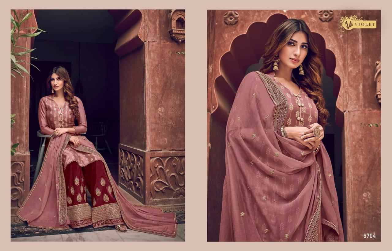 Swagat Presents Violet 6701 To 6712 Series Heavy Designer Party Wear Plazzo Style Salwar Kameez Catalogue Wholesaler