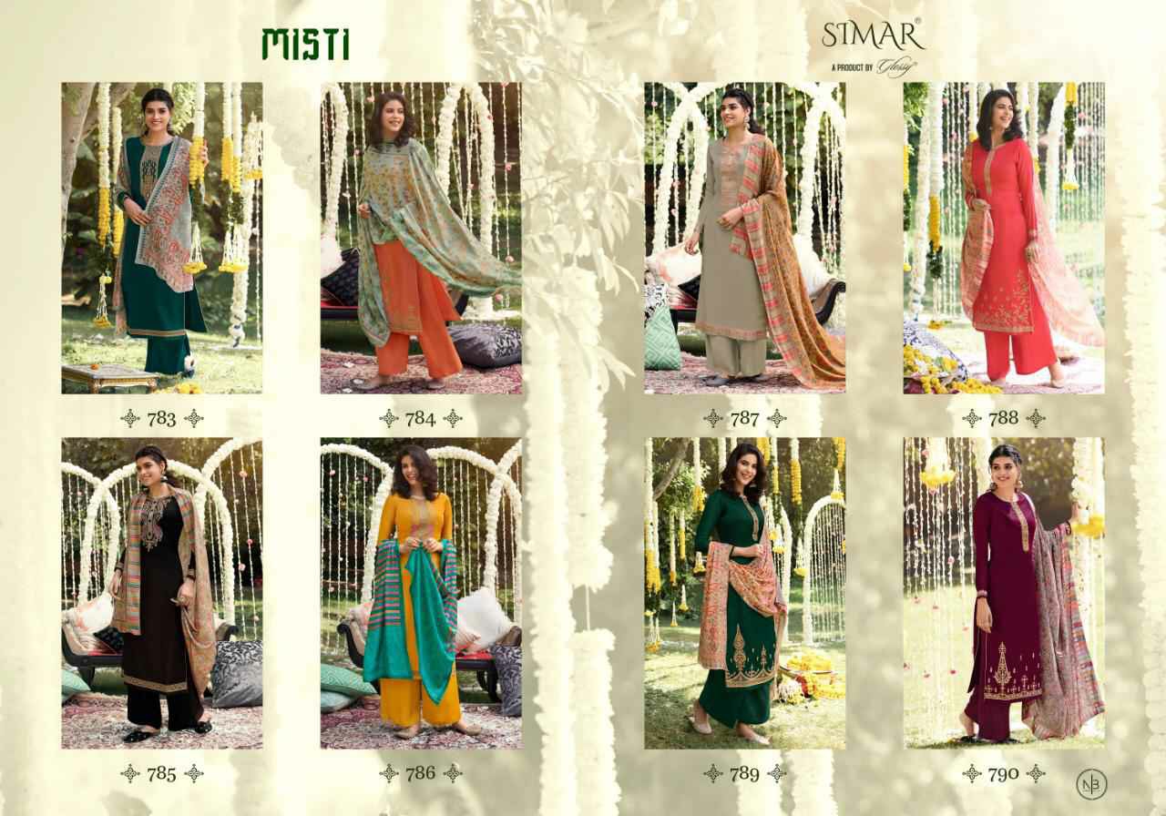 Glossy Presents Misti Pure Silk Pashmina Embroidery Work Salwar Suit Cataloge Wholesaler