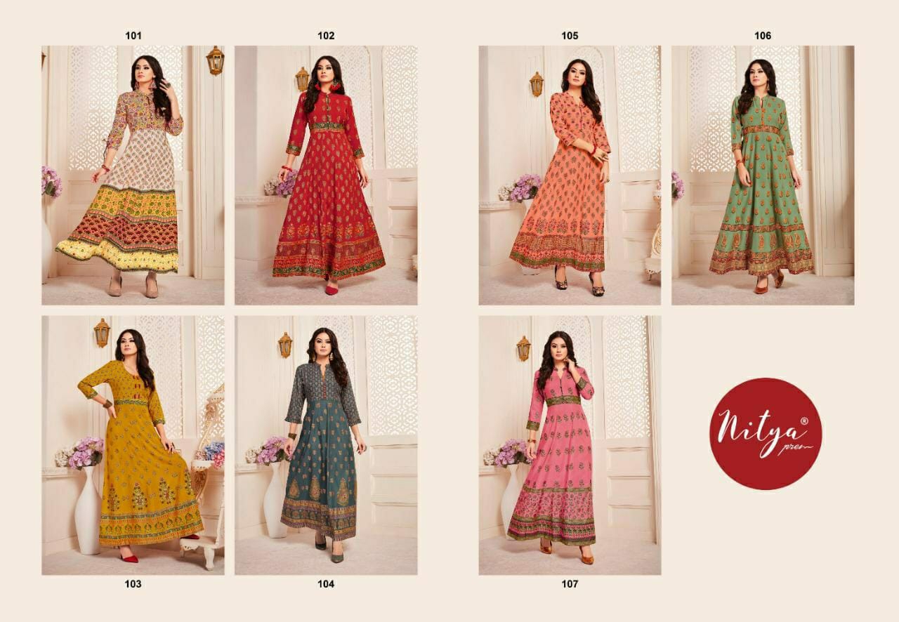 Lt Presents Nitya Ravya Designer Printed Gown Cataloge