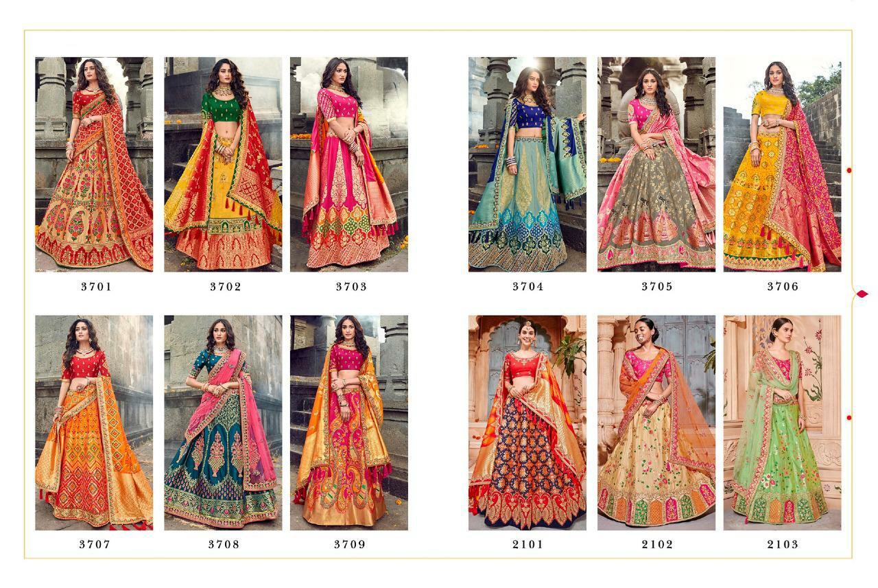 Tathastu Presents 3701 To 3709 Exclusive Designer Wedding Wear Silk Lehenga Choli Catalogue Wholesaler