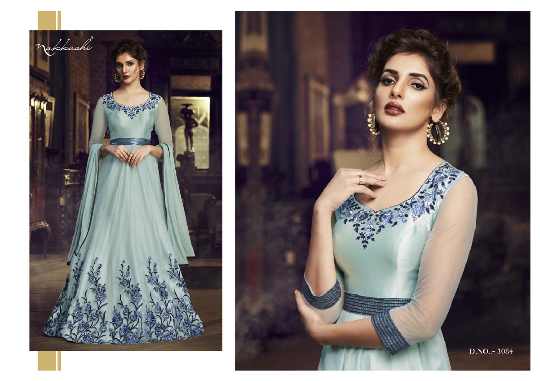 Nakkashi Presents Flair 3080 To 3086 Exclusive Designer Party Wear Readymade Gown Catalog Wholesaler