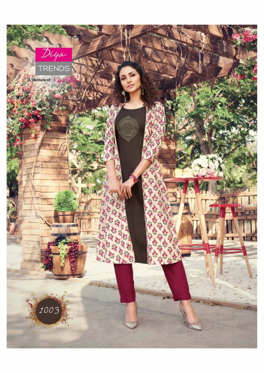 Diya Trendz Launch Scarlett Vol-1 Rayon Cotton Designer Stylish Fancy Kurtis Collection