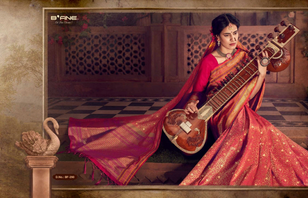 B'fine Presents Kimkhab Silk Traditional Wear Sarees Cataloge Wholesaler