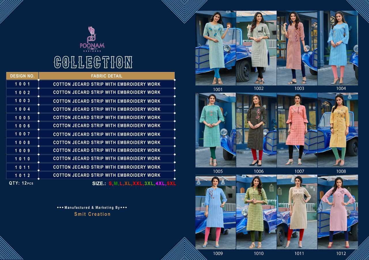 Poonam Presents Collection Cotton Designer Kurtis Cataloge Wholesaler