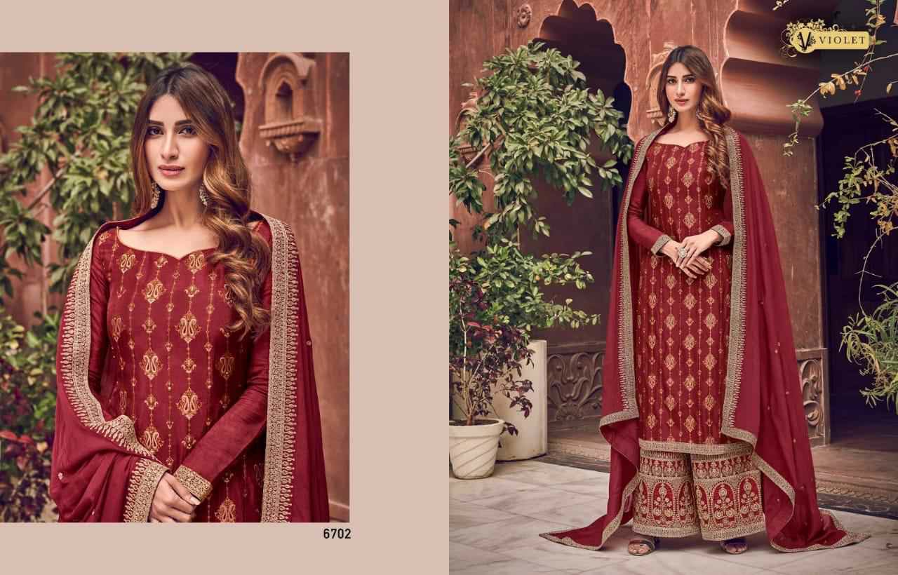 Swagat Presents Violet 6701 To 6712 Series Heavy Designer Party Wear Plazzo Style Salwar Kameez Catalogue Wholesaler