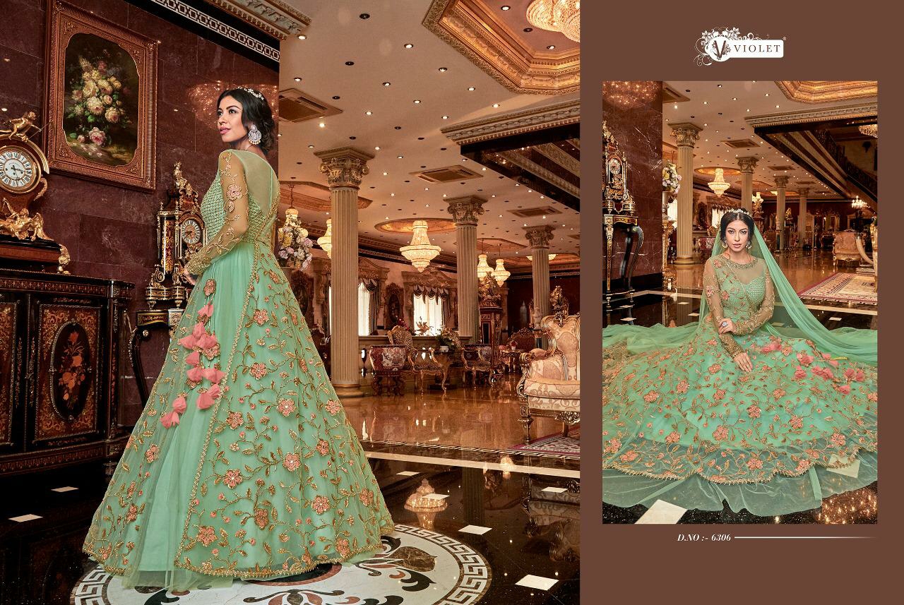 Swagat Presents Violet Snow-white 6301 To 6312 Heavy Bridal Designer Marriage Wear Gown Catalogue Wholesaler