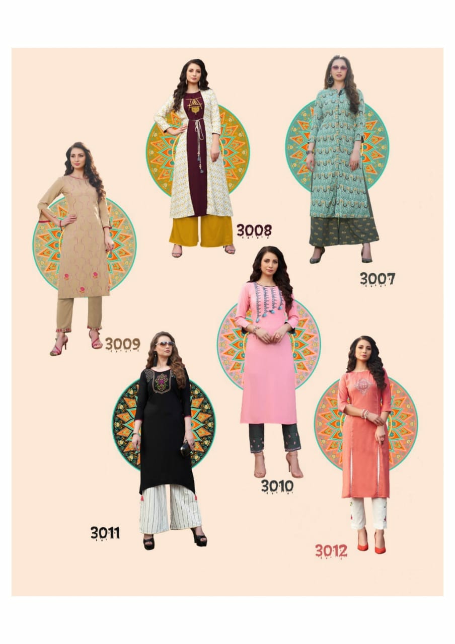 Diya Trendz Presents Globus City Vol-3 Rayon Fancy Kurtis Cataloge Collection