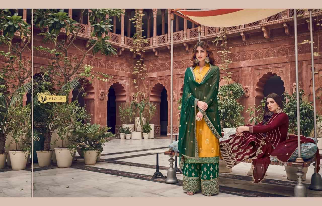 Swagat Presents Violet 6701 To 6712 Series Heavy Designer Party Wear Plazzo Style Salwar Kameez Catalogue Wholesaler