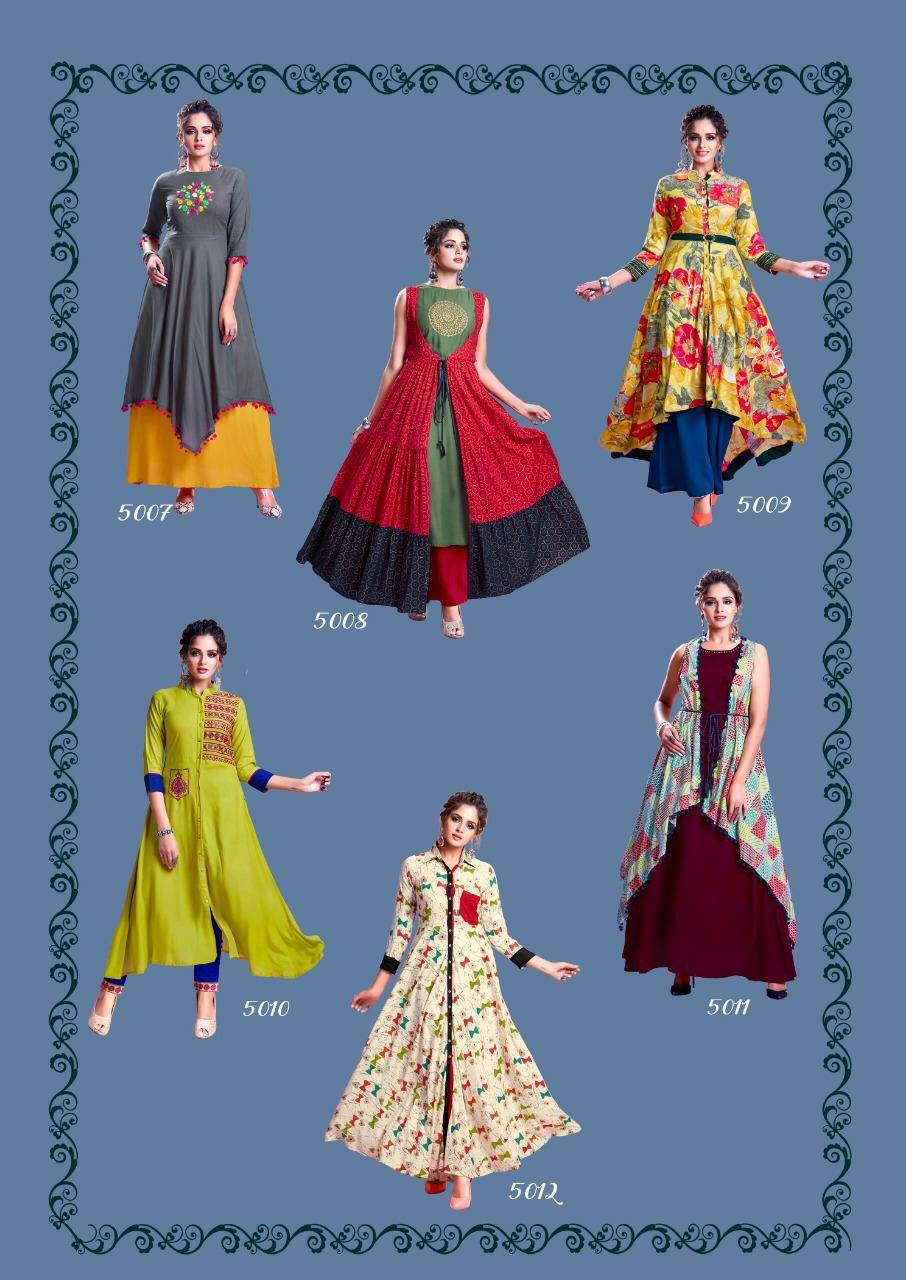 Kajal Style Presents Fashion Session V-5 Exclusive Party Wear Gown Style Kurtis Catalog Wholesaler