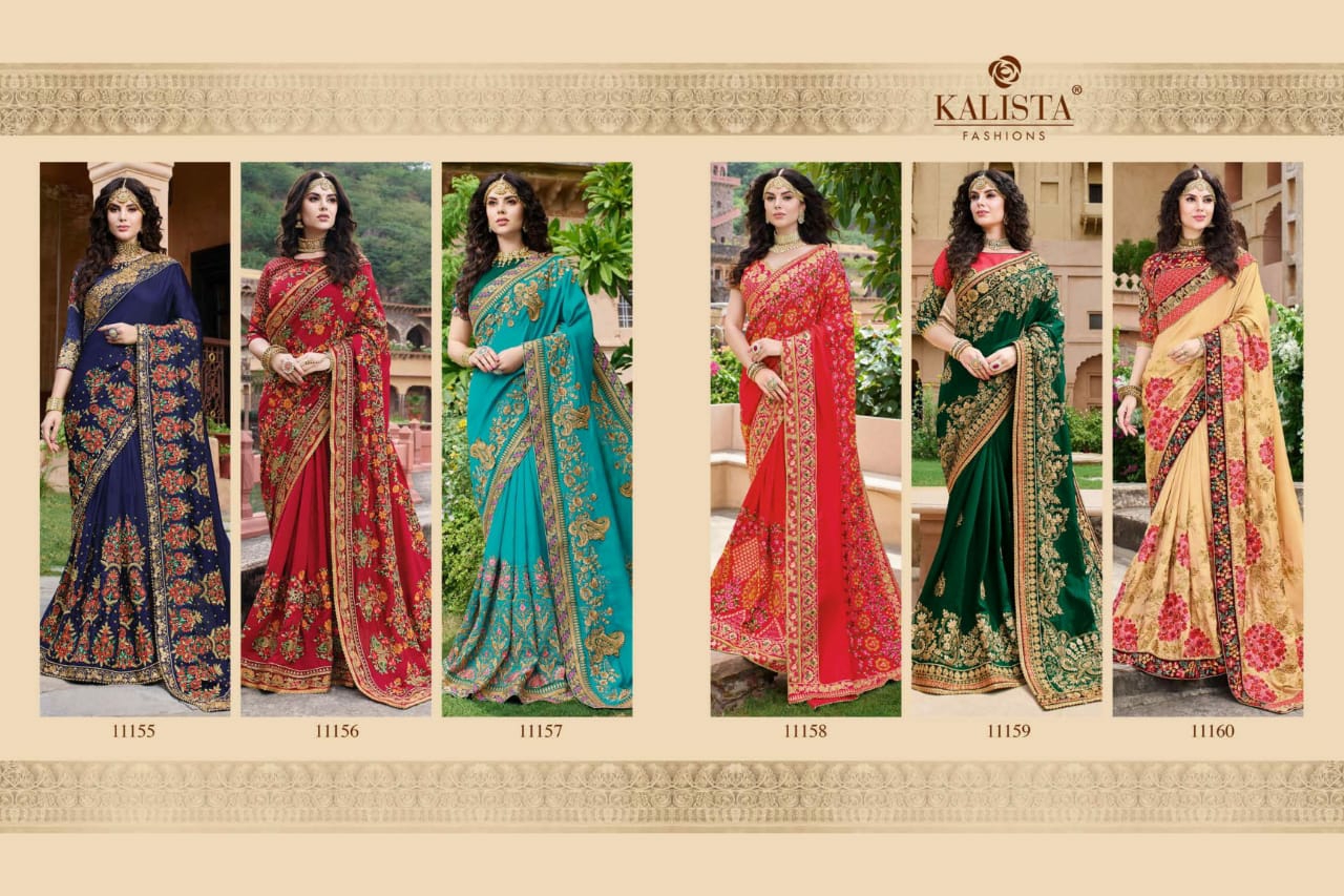 Kalista Presents Kohinoor Heavy Designer Embroidery Work Sarees Catalogue Wholesaler