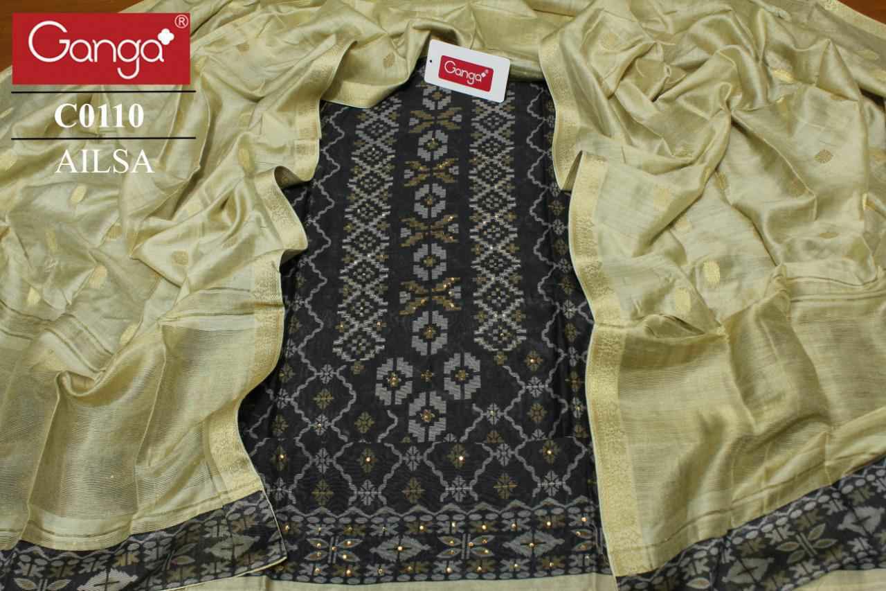 Ganga Presents Ailsa Pure Kora Silk Printed With Hand Crefted Embroidery And Swarovski Diamond Work Party Wear Plazzo Style Salwar Suit Catalog Wholesaler