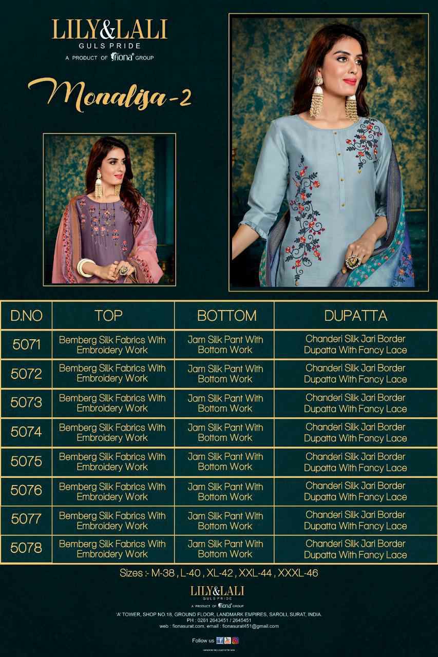 Lily And Lali Presents Monalisa 2 Designer Party Wear Kurtis With Bottom And Digital Printed Dupatta Collection At Wholesale