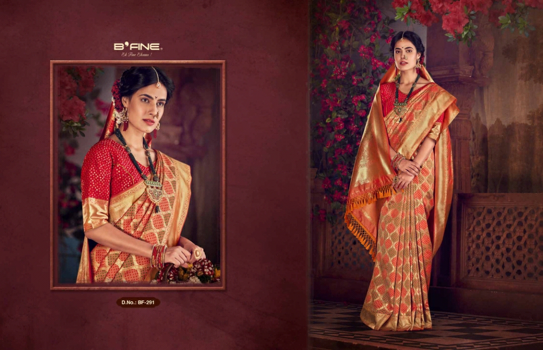 B'fine Presents Kimkhab Silk Traditional Wear Sarees Cataloge Wholesaler
