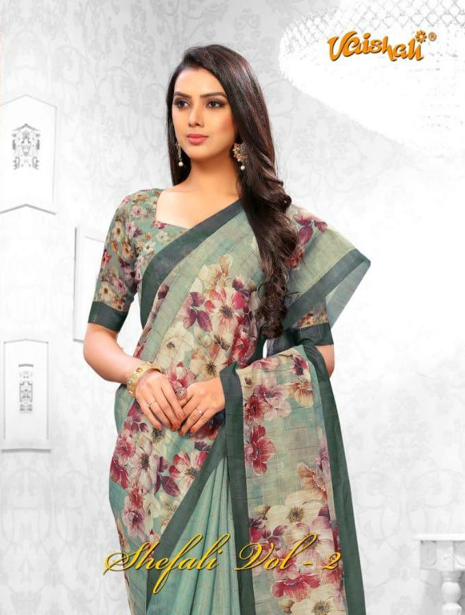Vaishali Presents Shefali Vol-2 Beautiful Designer Party Wear Lilen Digital Printed Sarees Collection At Wholesale