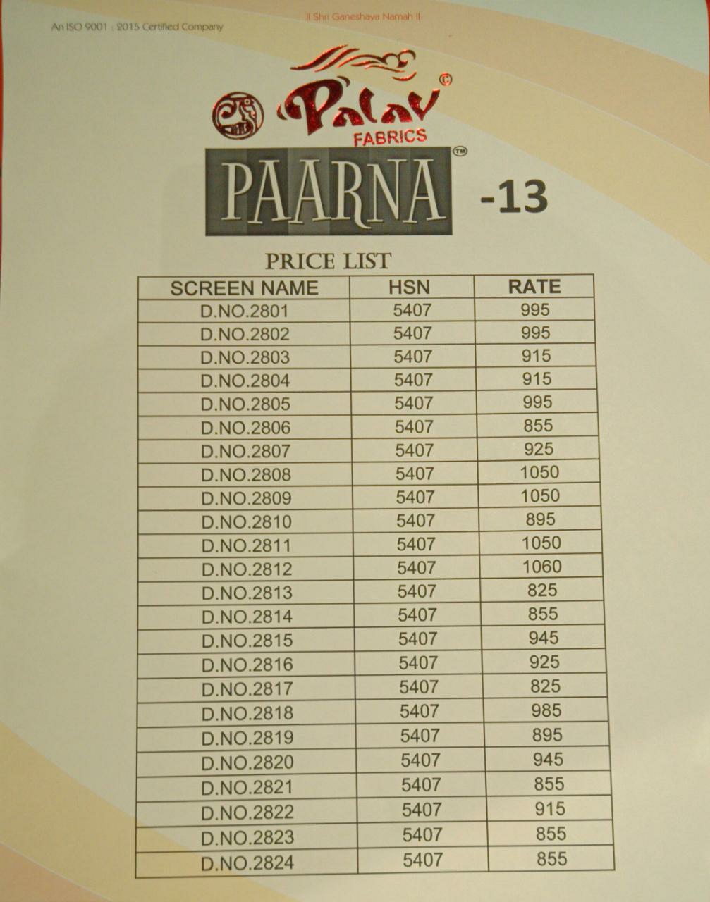 Palav Sarees Presents Paarna Vol-13 Designer Georgette Printed Sarees Catalog Wholesaler