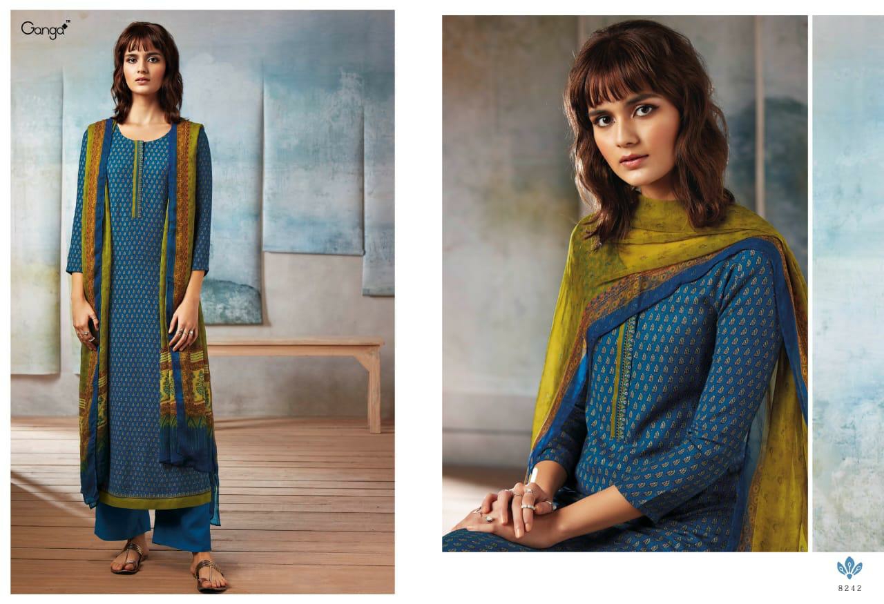 Ganga Suits Presents Isla Woolen Printed Embroidery Work Salwar Suite Cataloge Wholesaler