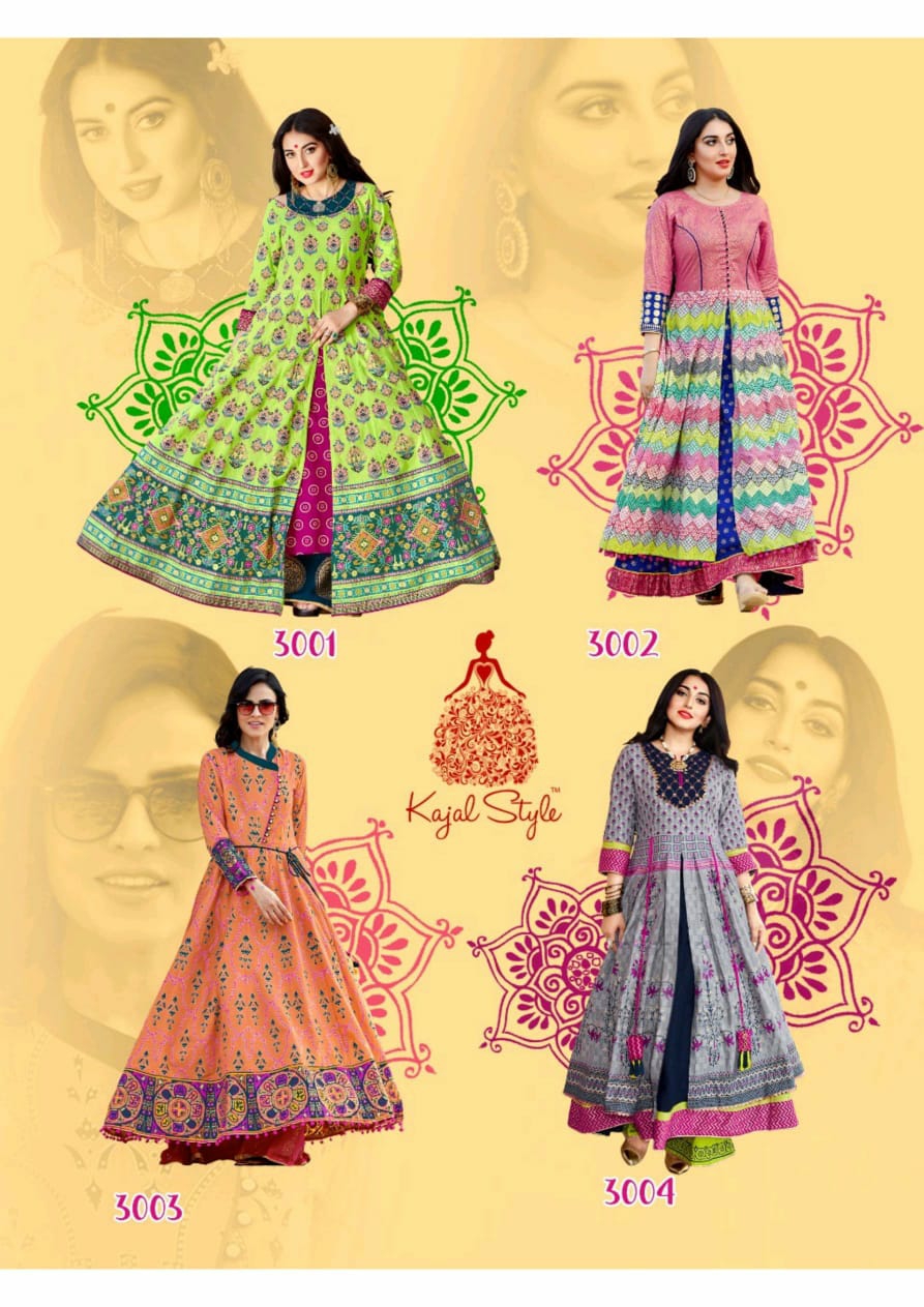 Kajal Style Presents Mastani Vol-3 Cotton With Ordinary Print Long Designer Kurtis Collection