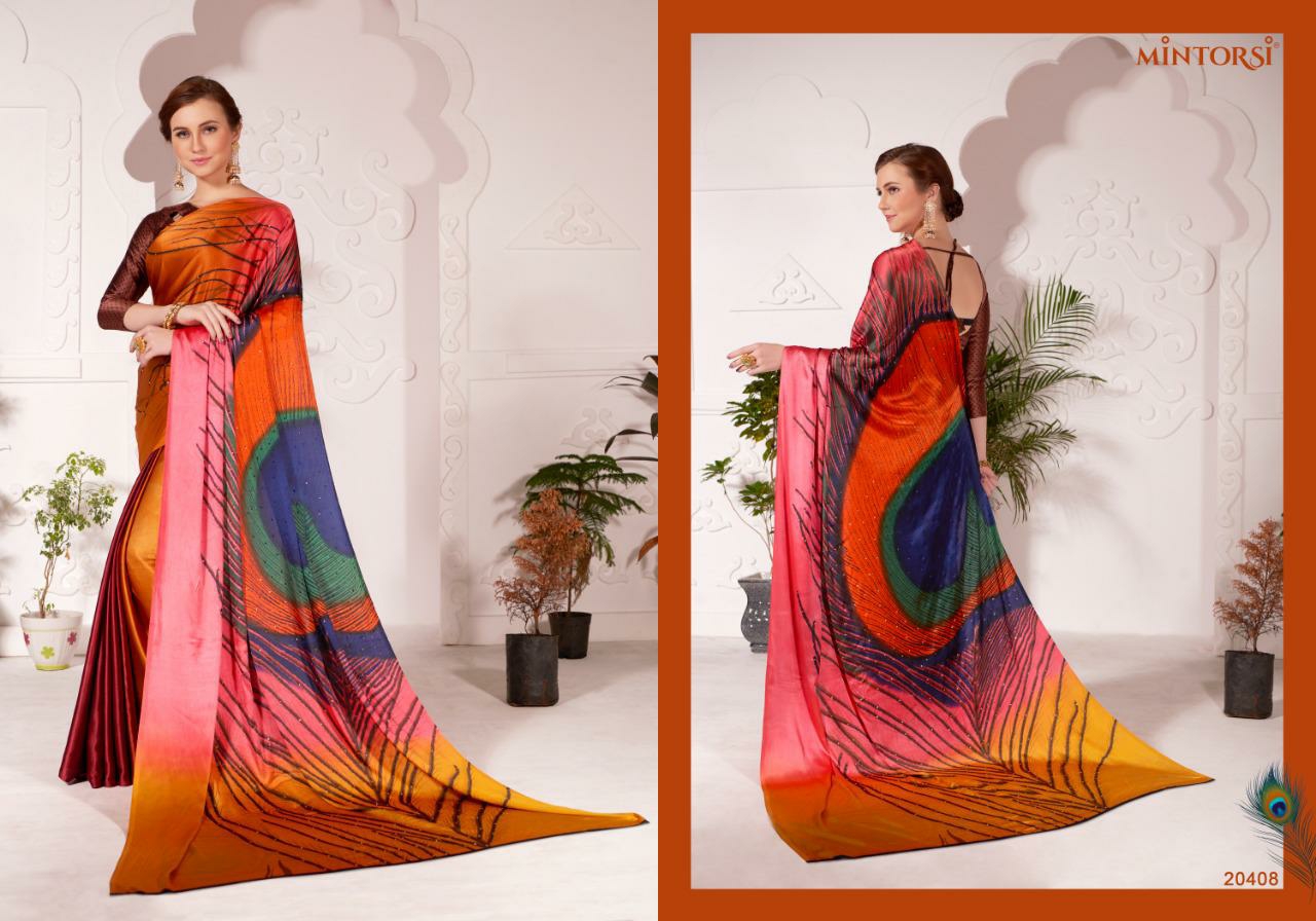 Mintorshi Presents Morpankh Satin Silk Peacock Digital Printed Sarees Catalogue Wholesaler