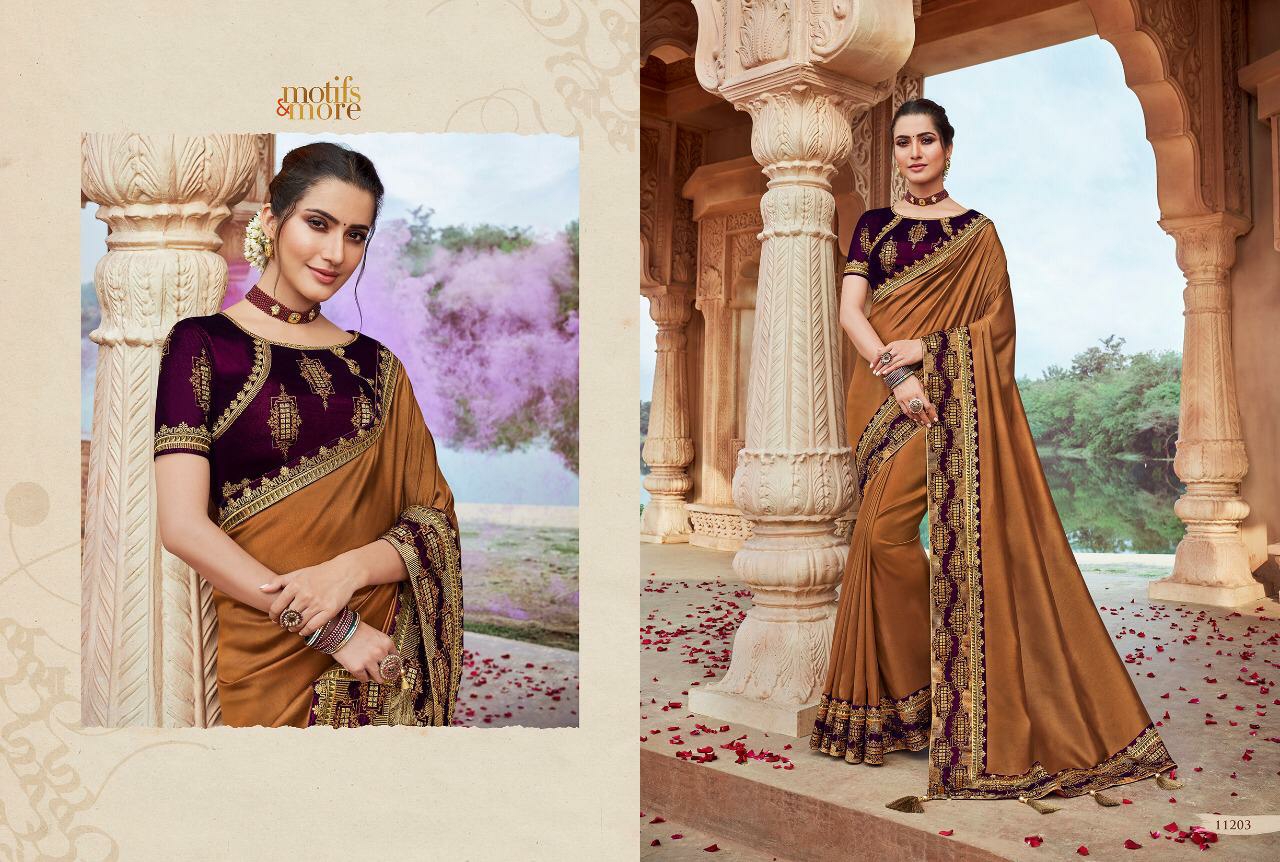 Motif And More Presents Vol-11 Series 11201 To 11216 Designer Party Wear Magnificent Sarees Collection At Wholesale