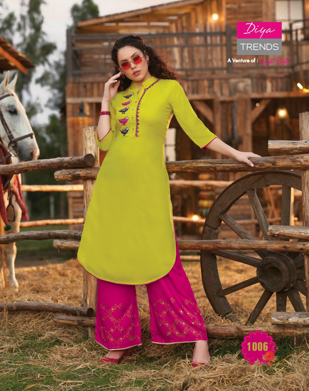 Diya Trends Presents Fusion Vol-1 Summer Wear Special Rayon Cotton Printed Kurtis With Plazzo Collection At Wholesale