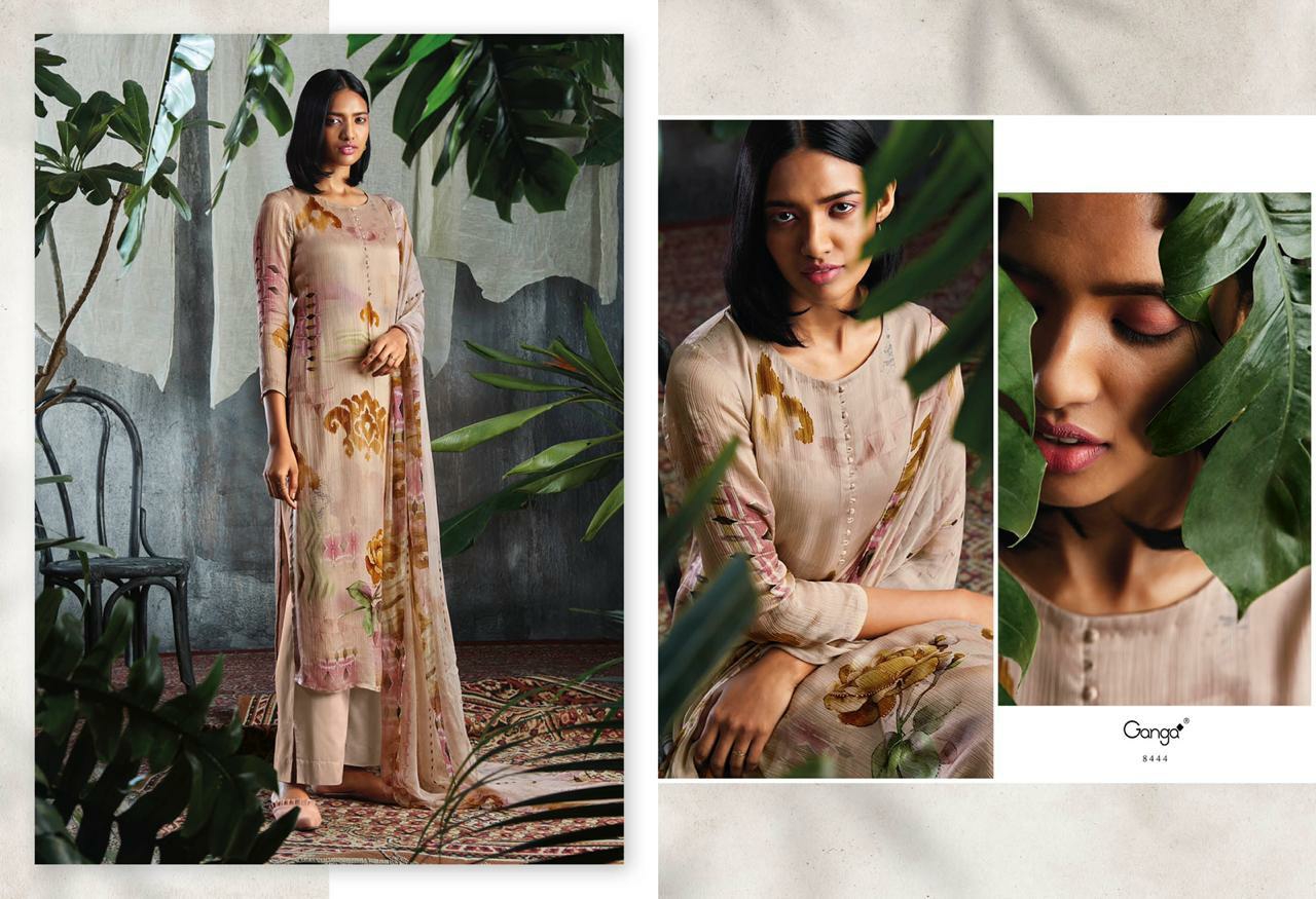 Ganga Suit Presents Solandis Pure Makhmali Chiffon Satin Digital Printed Plazzo Salwar Suite Cataloge