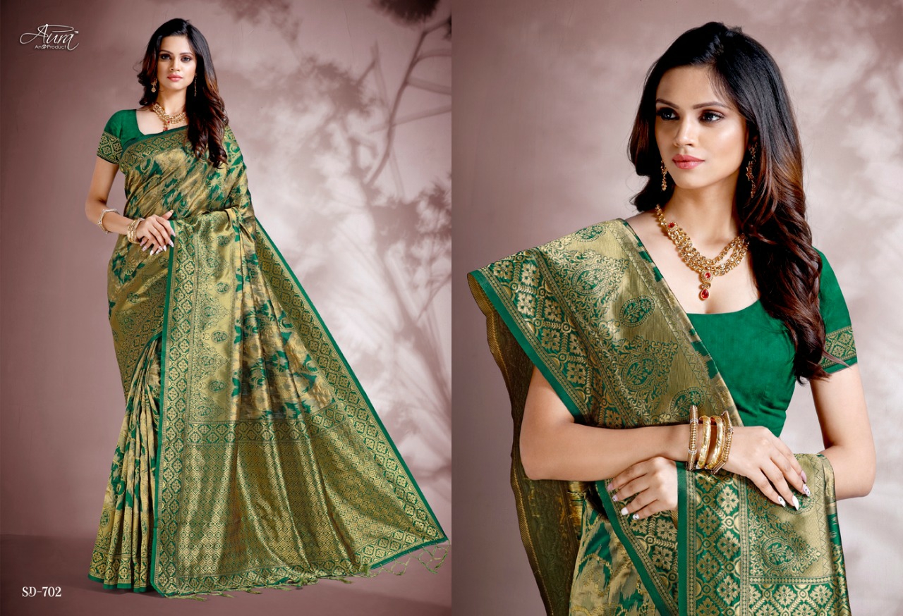 Aura Sarees Presents Reva Traditional Wear Silk Sarees Catalogue Wholesaler