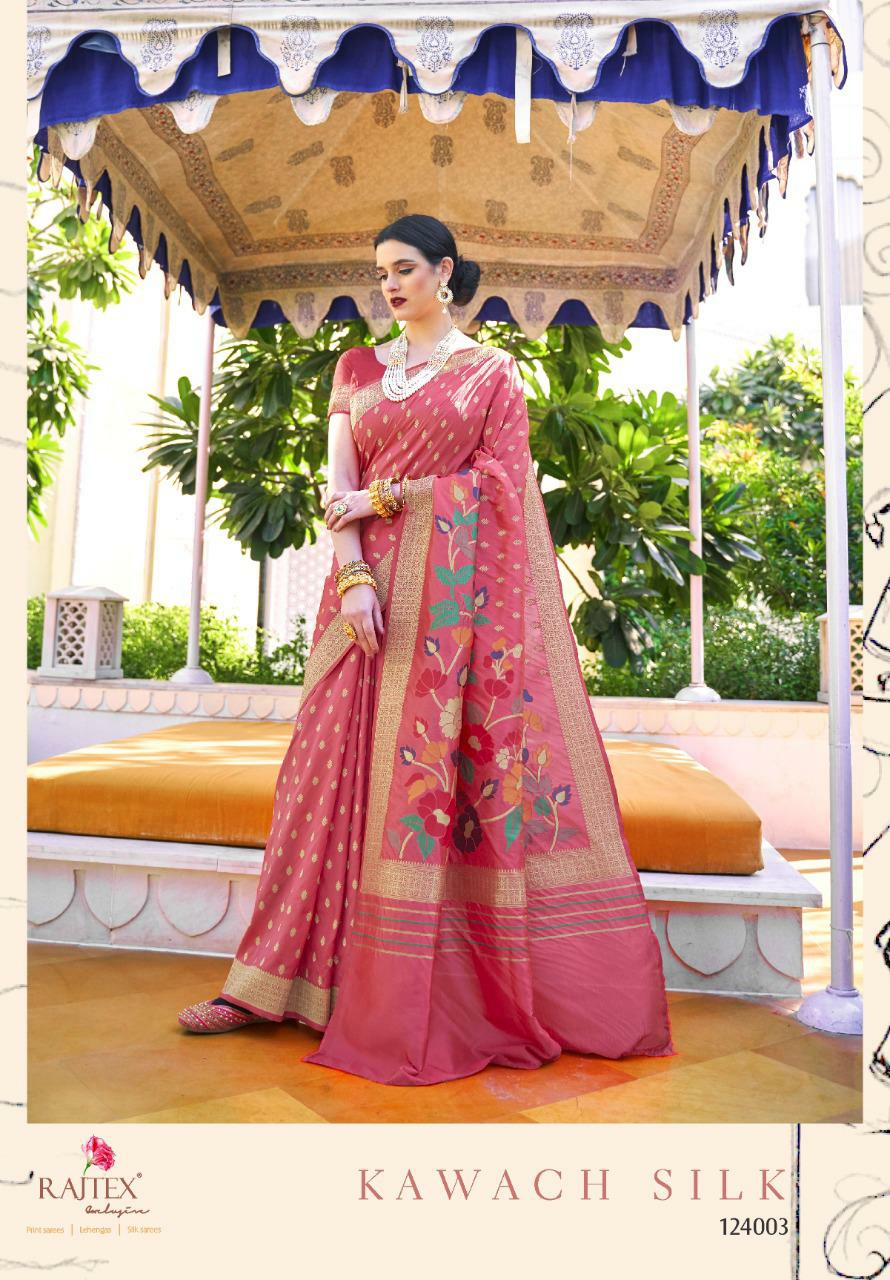 Rajtex Presents Kawach Silk Beautiful Designer Party Wear Silk Sarees Catalogue Wholesaler