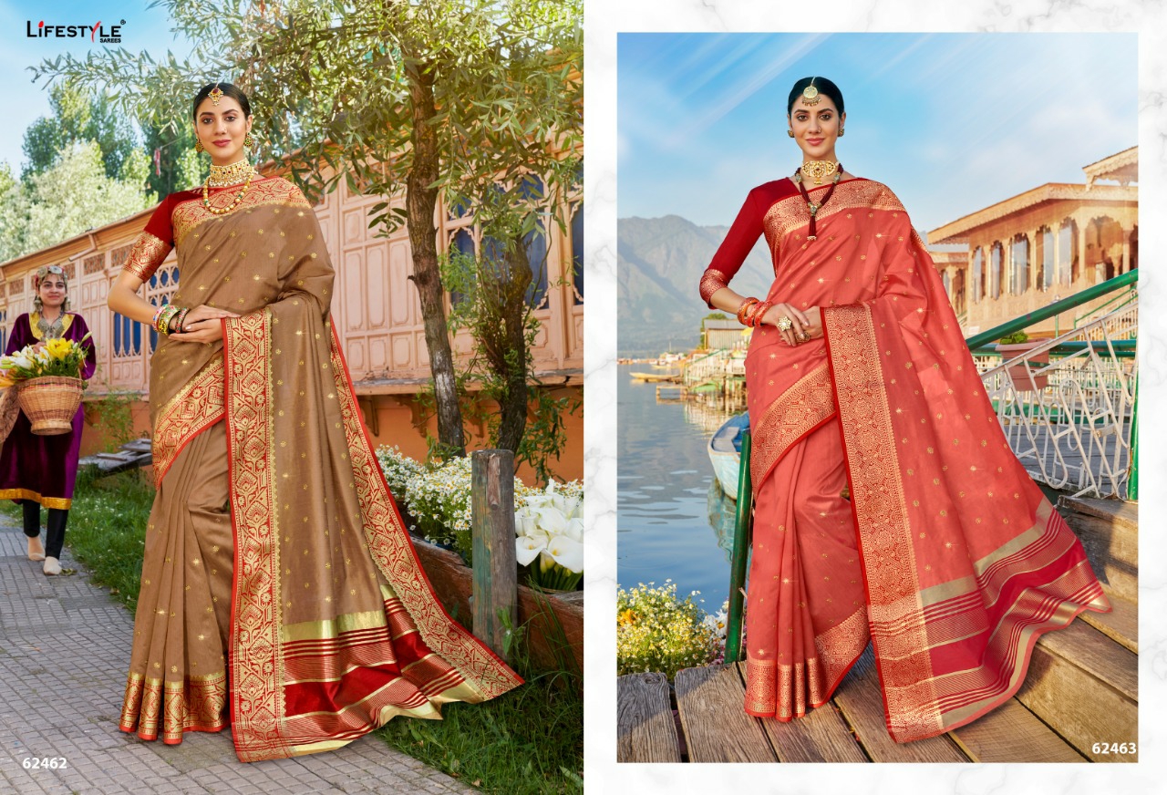 Life Style Presents Subh Muharatam Jacquard Silk Traditional Wear Sarees Collection At Wholesale