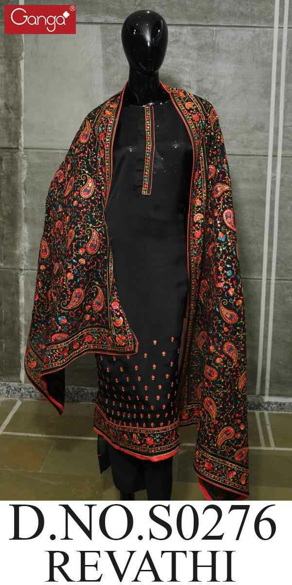 Ganga Suit Presents Revathi 276 Silk Designer Embroidery Work Salwar Suit Wholesaler
