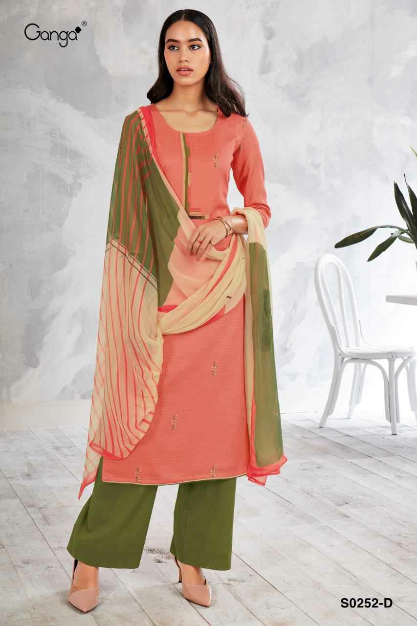 Ganga Suite Presents Misty 252 Silky Satin Printed With Embroidery Work Salwar Suit Wholesaler