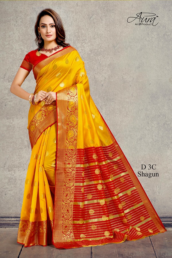 Aura Sarees Presents Shagun Vol-3 Traditional Wear South Indian Cotton Silk Sarees Catalogue Wholesaler
