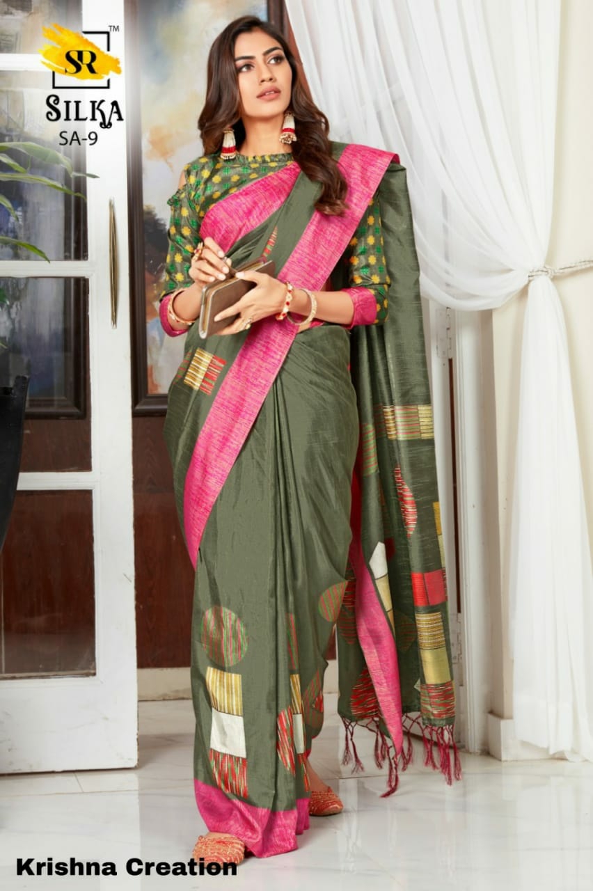 S.r Sarees Presents Silka Daily Wear Fancy Printed Silk Sarees Catalogue Wholesaler
