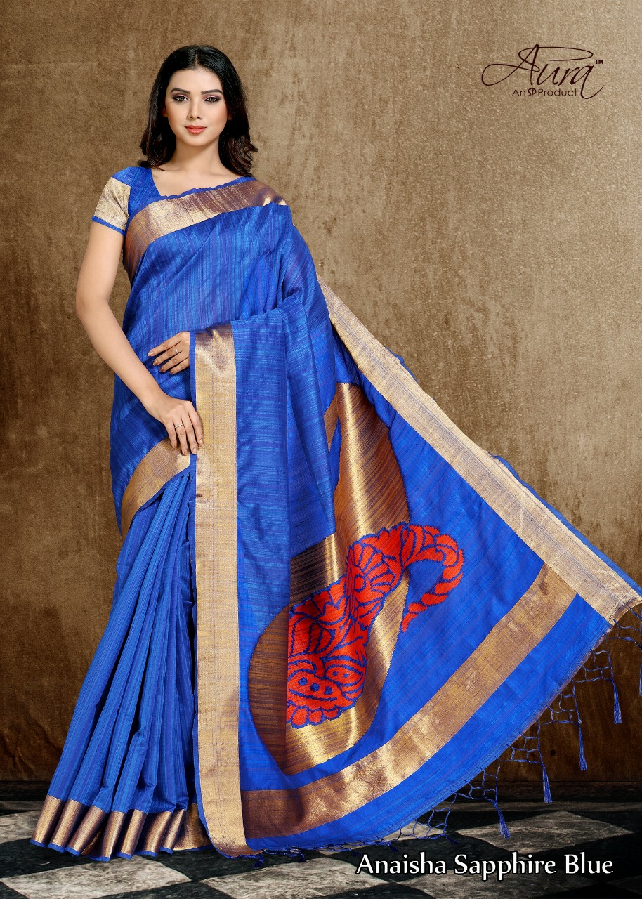 Aura Sarees Presents Anaisha Traditional Wear South Indian Style Silk Sarees Catalogue Wholesaler