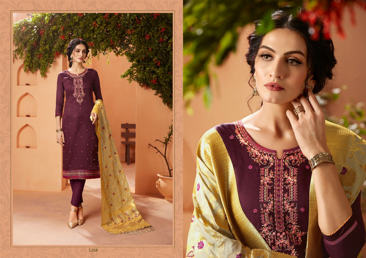 Kessi Presents Virasat Vol-4 Pure Jam Silk Cotton With Khatli Work Party Wear Straight Salwar Suit Catalogue Wholesaler