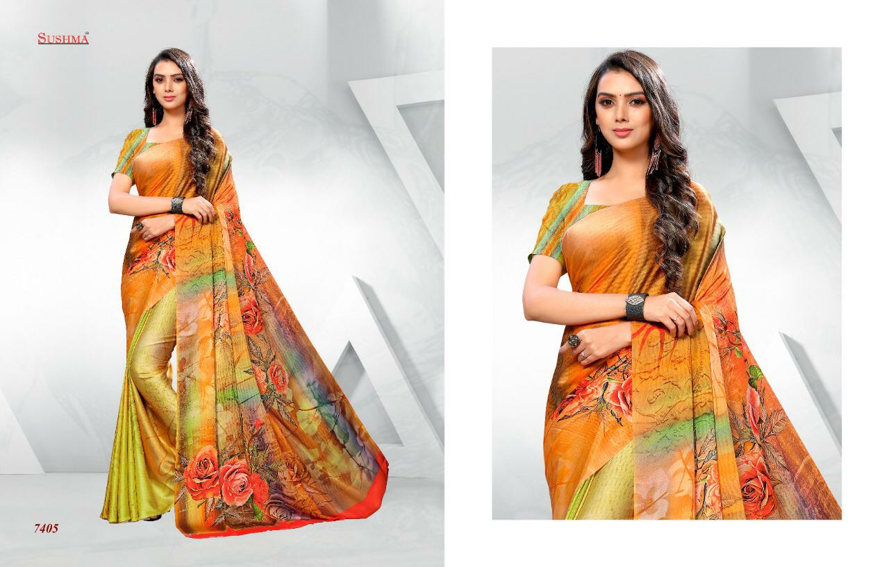 Sushma Sarees Presents Digital 11 Beautiful Designer Fancy Digital Printed Sarees Catalogue Wholesaler