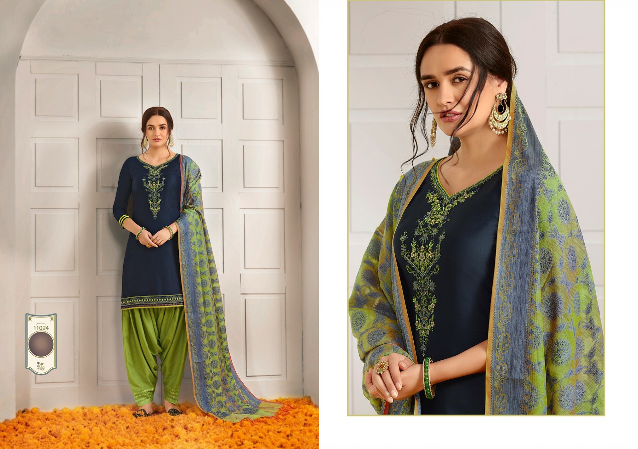 Kajree Presents Sunheri By Patiala Pure Jam Silk With Embroidery And Khatli Work Punjabi Style Readymade Salwar Suit Catalog Wholesaler