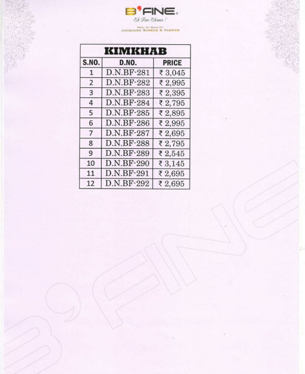 B'fine Presents Kimkhab Silk Traditional Wear Sarees Cataloge Wholesaler