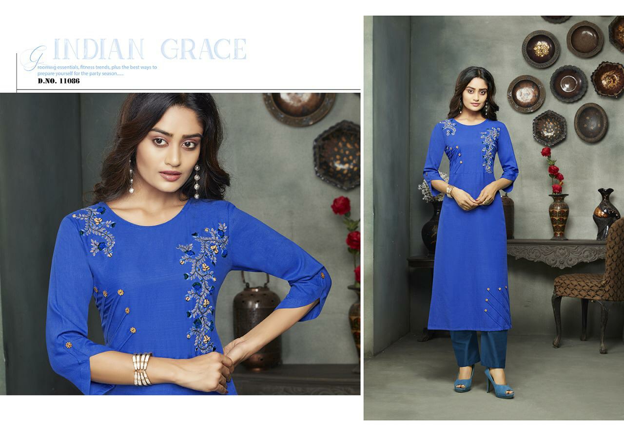 Kalaroop Presents Shelby Rayon Embroidery Work Kurtis Cataloge 6