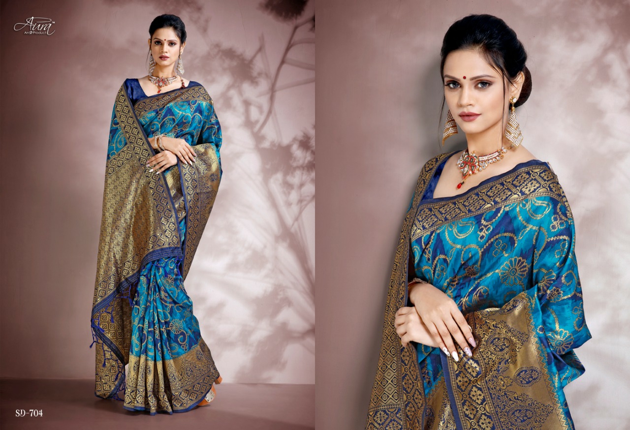 Aura Sarees Presents Reva Traditional Wear Silk Sarees Catalogue Wholesaler