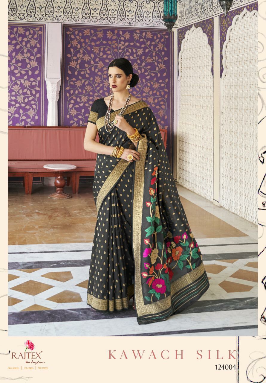 Rajtex Presents Kawach Silk Beautiful Designer Party Wear Silk Sarees Catalogue Wholesaler
