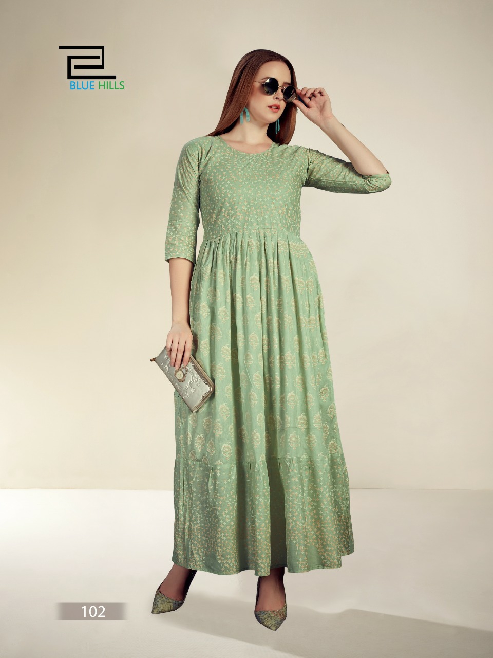 Blue Hills Presents Livik Beautiful Designer Gown Style Cotton Kurtis Catalog Wholesaler