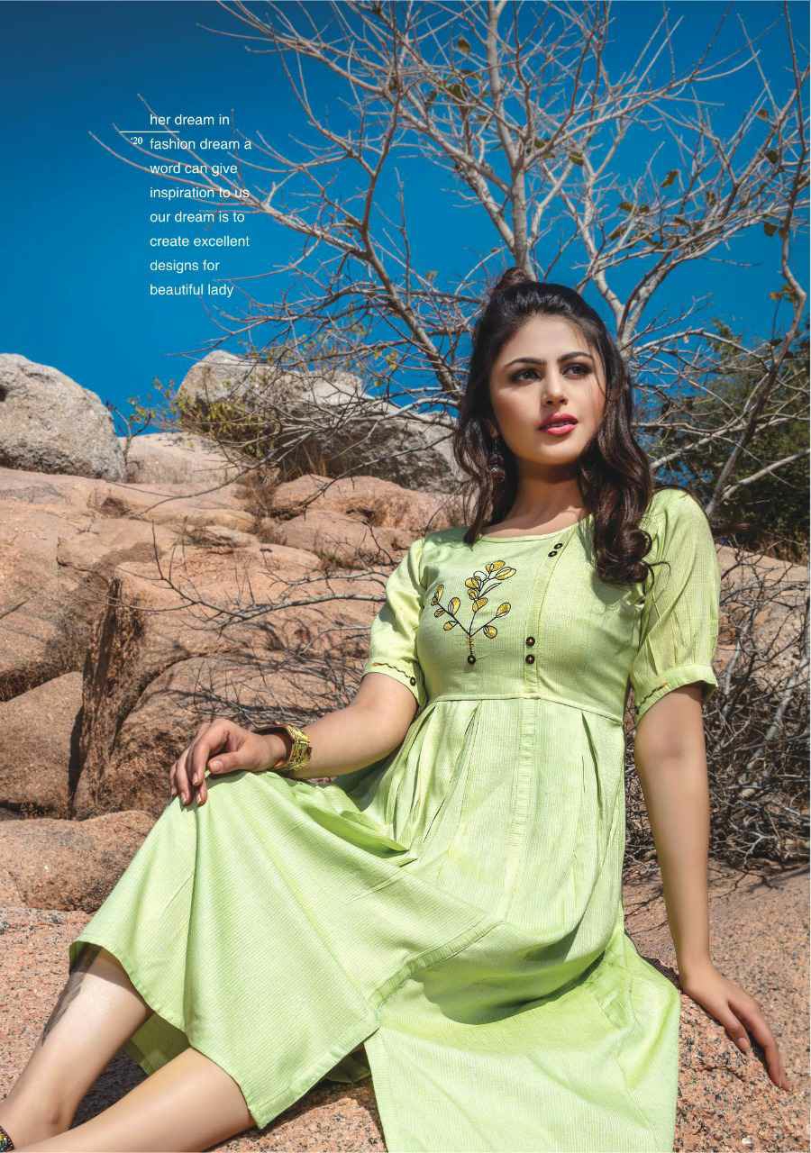 Kiana Presents Free Bird Rayon Designer Stylish Kurtis Cataloge Wholesaler