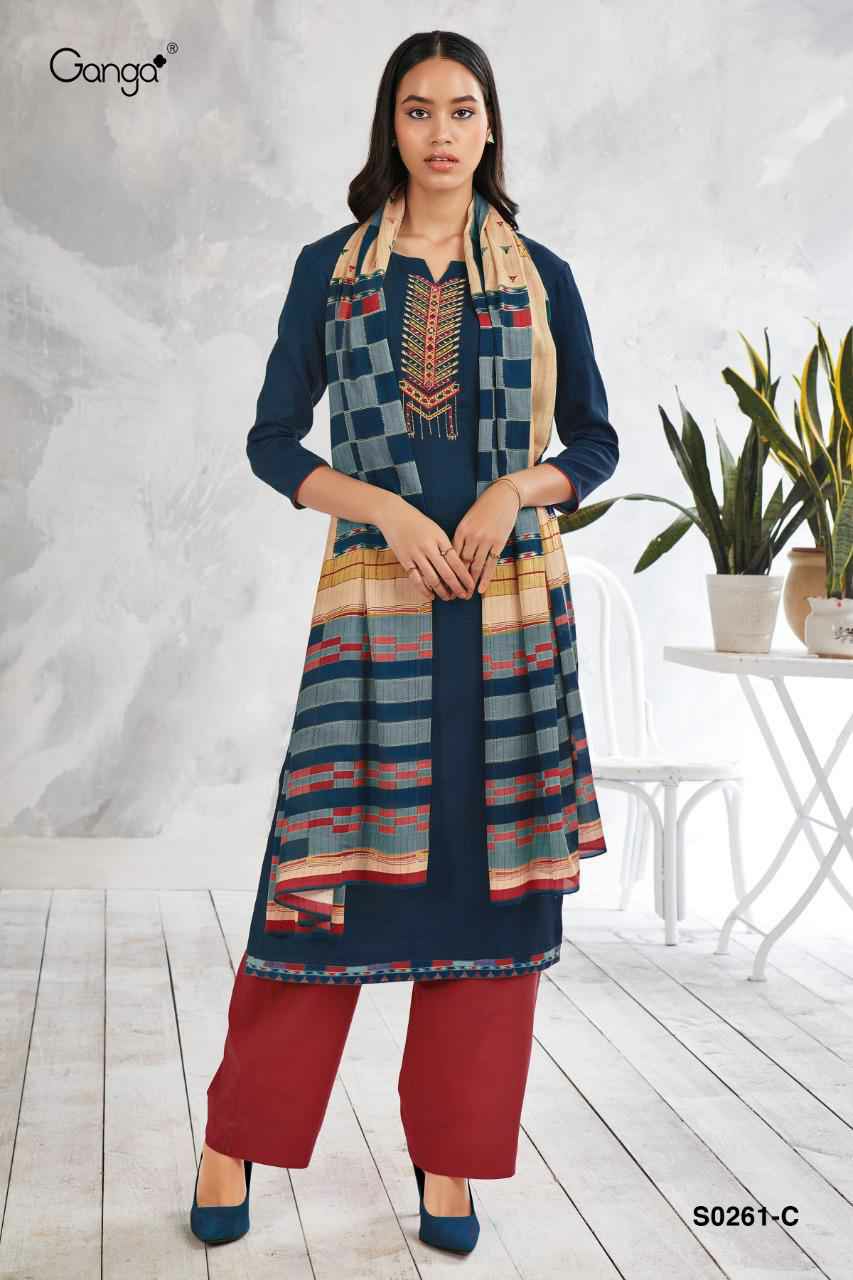 Ganga Suite Presents Myra 261 Satin Embroidery Work Salwar Suit